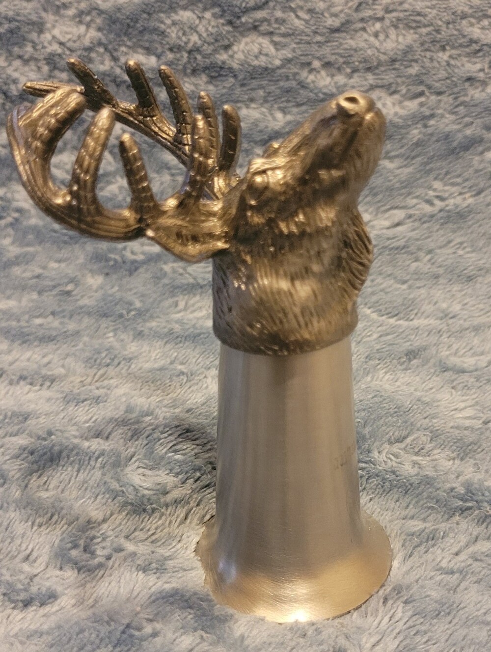 Vintage 90s Jagermeister Pewter Stainless Steel Stag Head Shot Glass Etched Logo